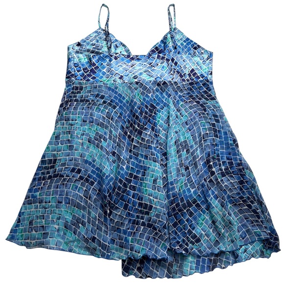 Vintage 1990s Victorias Secret Pink Heart Mosaic Reptile Blue Slip Nightie Large - Picture 5 of 11